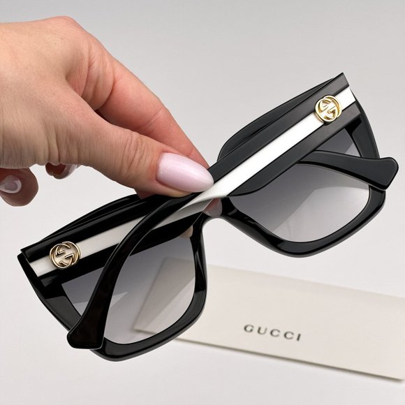 Gucci GG1300S 004 Sunglasses Black Gray Gradient Square Women GG 1300S main image 6